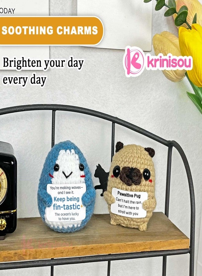 Krinisou Positive Animals Crochet Dolphin Gifts for Women, Cute Dolphin Decor for Home Desk Office Room, Mini Unique Inspirational Motivational Encouragement Gift - Image 2